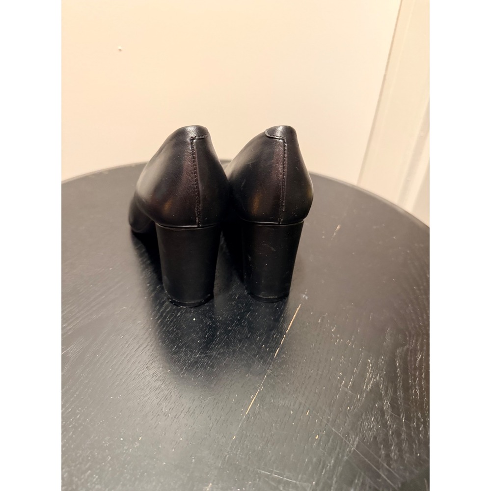 Vionic Mariana Black Leather Block Heel Pumps Womens Size 7 Almond Toe Shoes - Picture 9 of 11